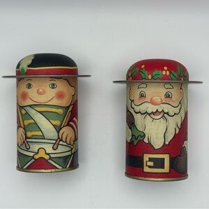 Vintage Wang’s International Christmas Tins Santa & Drummer Boy Made in Taiwan